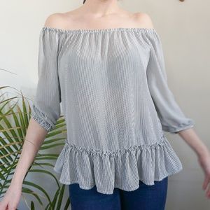 Lila Rose Off Shoulder Stripe Flowy Blouse